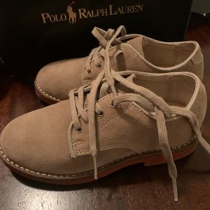 Ralph Lauren Barton Suede Oxford shoes. 11c color: casted dirty buck.